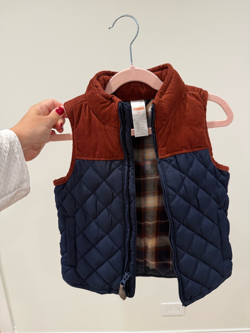 Gymboree Quilted Navy and Rust Corduroy Vest